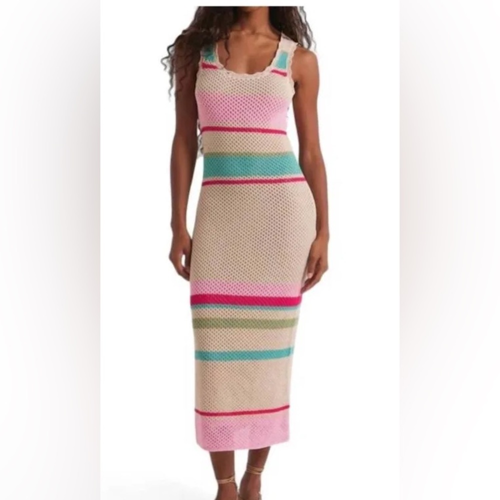Z-Supply Ibiza Crochet Stripe Sweater Dress.  NWT M